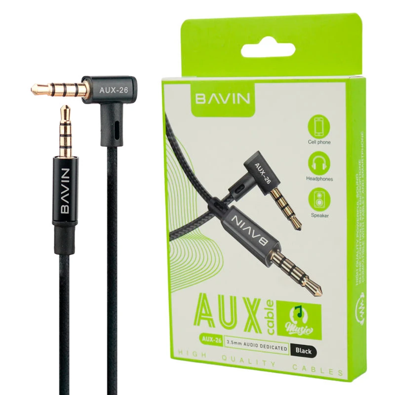 کابل AUX باوین AUX-26 یکسر L طول 1.2 متر