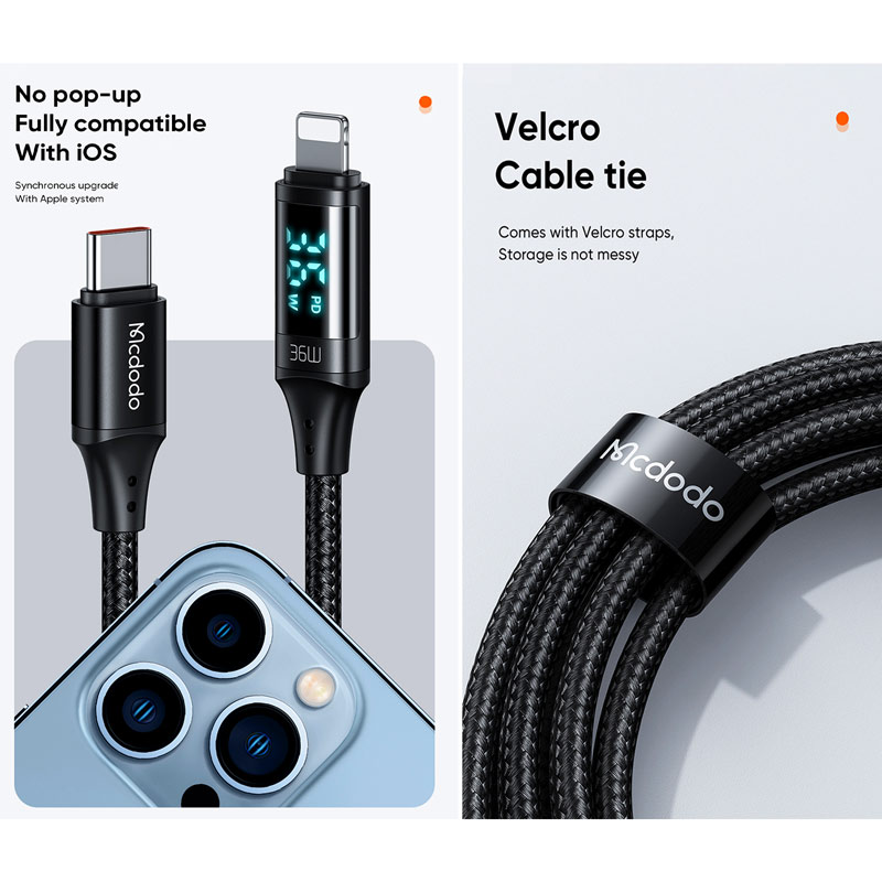 کابل تبدیل فست شارژ Mcdodo CA-103 Type-C to Lightning PD 36W 3A 1.2m