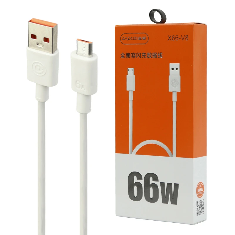 کابل میکرو یو اس بی فست شارژ 66 وات کی زا X66-V8 طول 1 متر