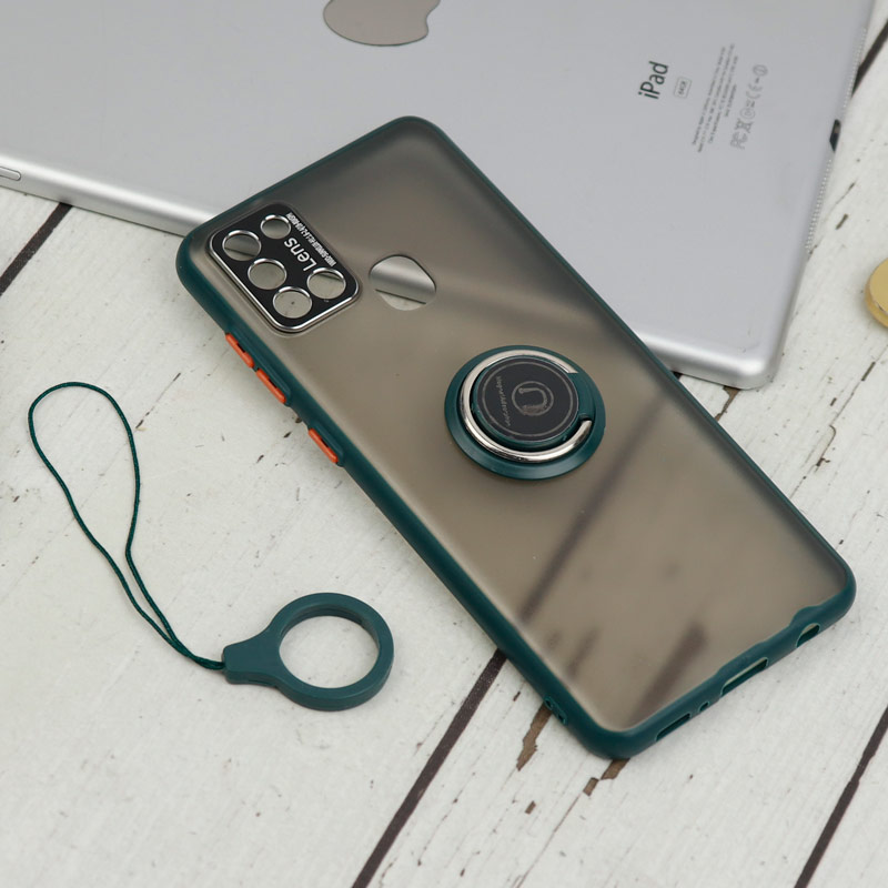قاب مات محافظ لنزدار فلزی + هولدر و آویز حلقه ای Samsung Galaxy A21s