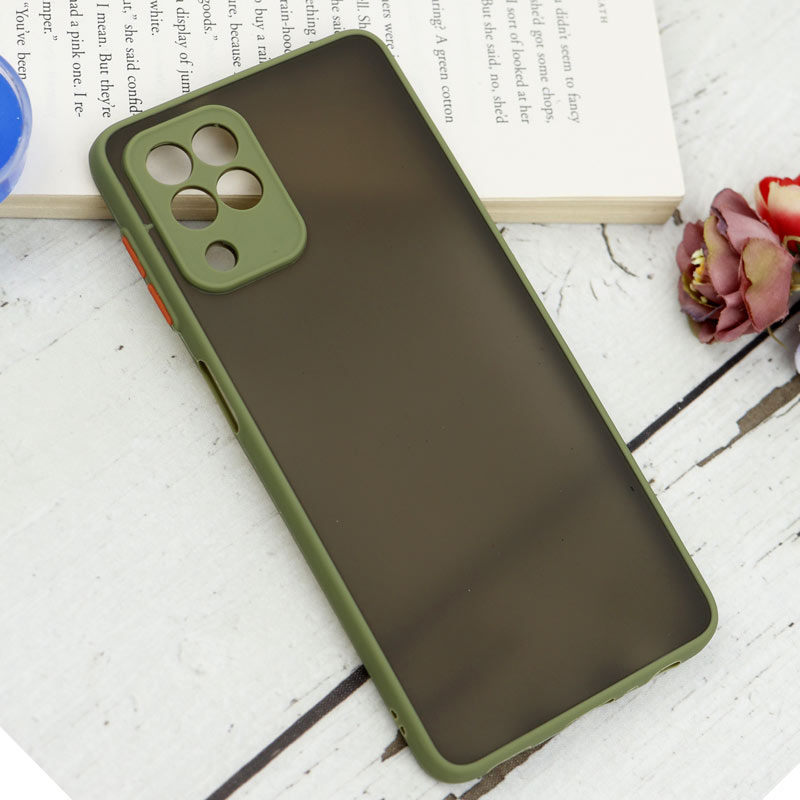 قاب PC مات محافظ لنز دار Samsung Galaxy A22 4G سبز