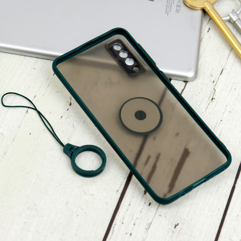 قاب مات محافظ لنزدار فلزی + هولدر و آویز حلقه ای Samsung Galaxy A30s / A50s