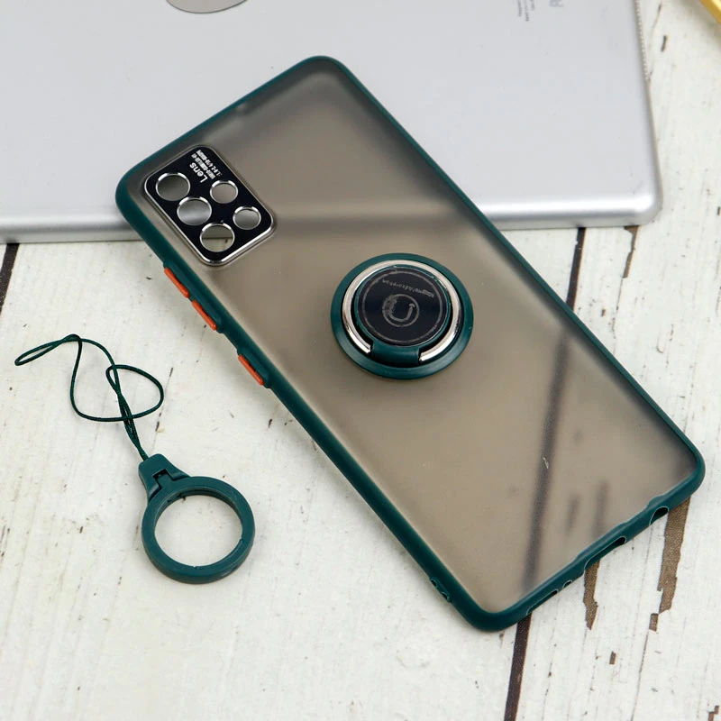 قاب مات محافظ لنزدار فلزی + هولدر و آویز حلقه ای Samsung Galaxy A51