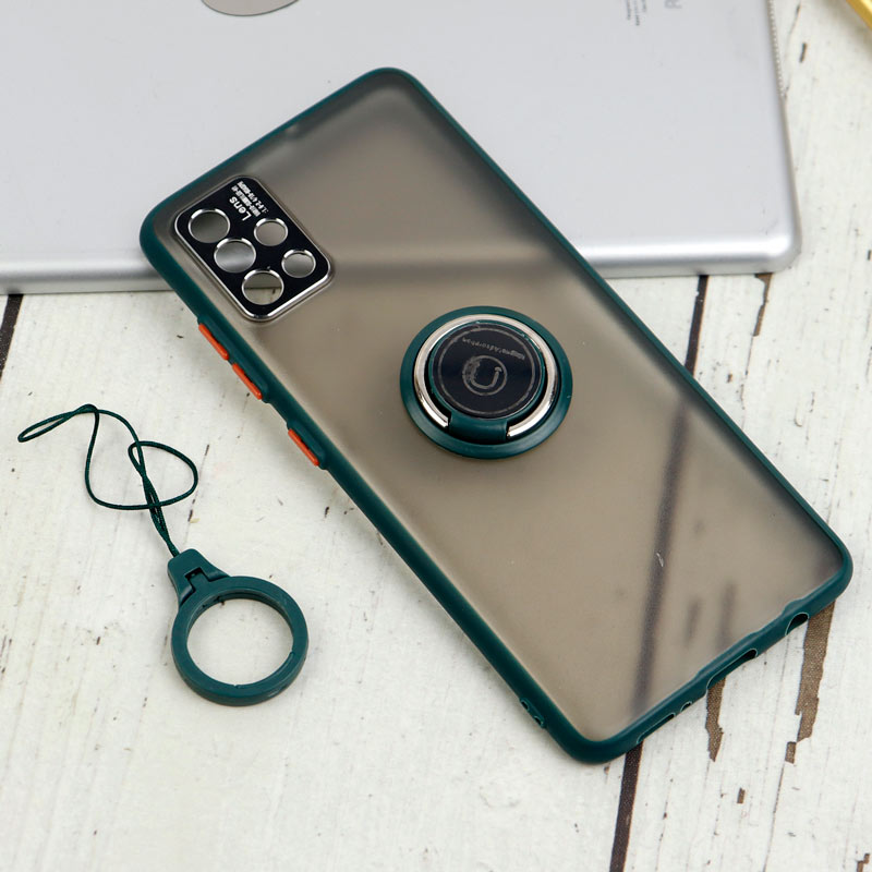 قاب مات محافظ لنزدار فلزی + هولدر و آویز حلقه ای Samsung Galaxy A51
