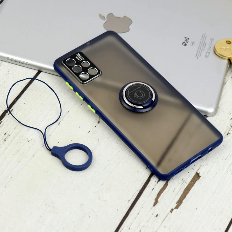 قاب مات محافظ لنزدار فلزی + هولدر و آویز حلقه ای Samsung Galaxy A71