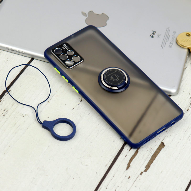قاب مات محافظ لنزدار فلزی + هولدر و آویز حلقه ای Samsung Galaxy A71