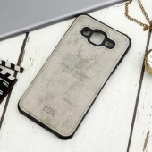 قاب چرمی سامسونگ Galaxy J5 طرح گوزن محافظ لنزدار طوسی