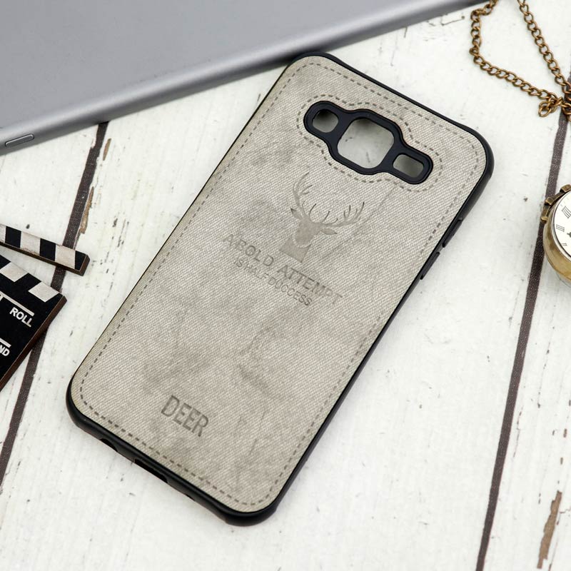 قاب چرمی محافظ لنزدار طرح گوزن Samsung Galaxy J5 طوسی