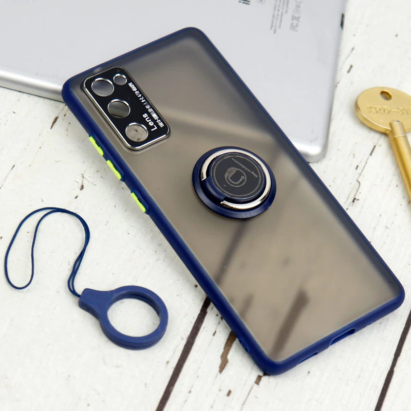 قاب مات محافظ لنزدار فلزی + هولدر و آویز حلقه ای Samsung Galaxy S20 FE