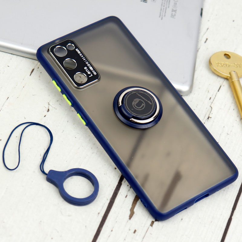قاب مات محافظ لنزدار فلزی + هولدر و آویز حلقه ای Samsung Galaxy S20 FE