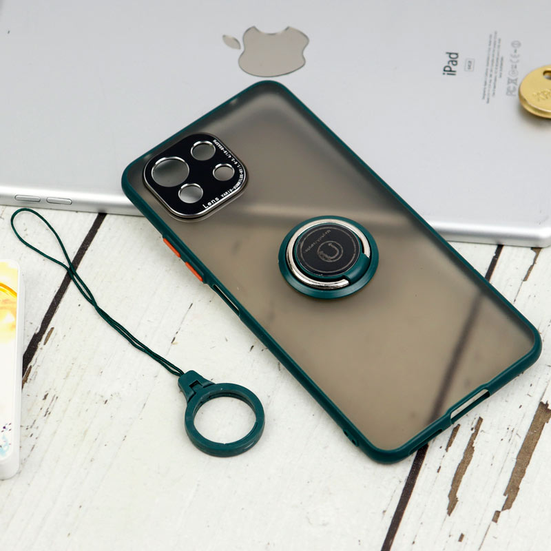 قاب مات محافظ لنزدار فلزی + هولدر و آویز حلقه ای Xiaomi Mi 11 Lite