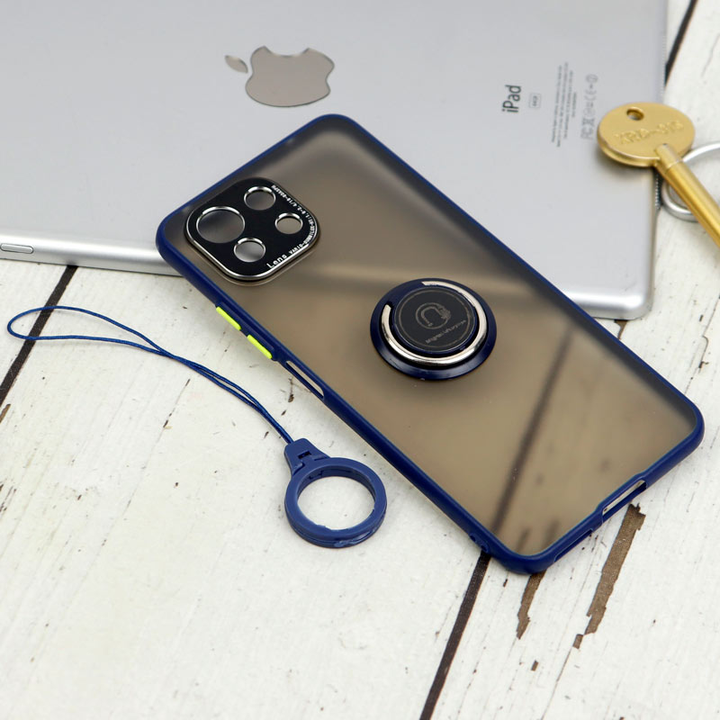 قاب مات محافظ لنزدار فلزی + هولدر و آویز حلقه ای Xiaomi Mi 11 Lite