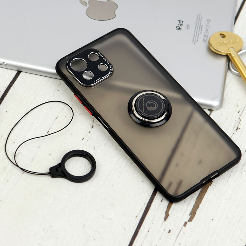 قاب مات محافظ لنزدار فلزی + هولدر و آویز حلقه ای Xiaomi Mi 11 Lite