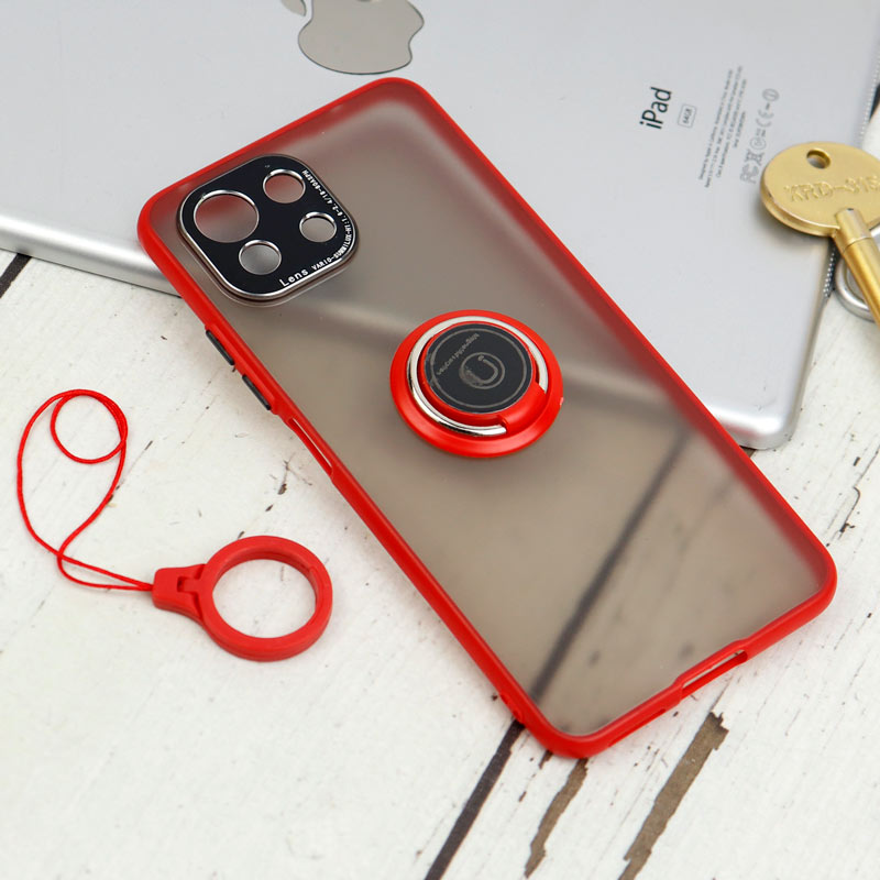قاب مات محافظ لنزدار فلزی + هولدر و آویز حلقه ای Xiaomi Mi 11 Lite