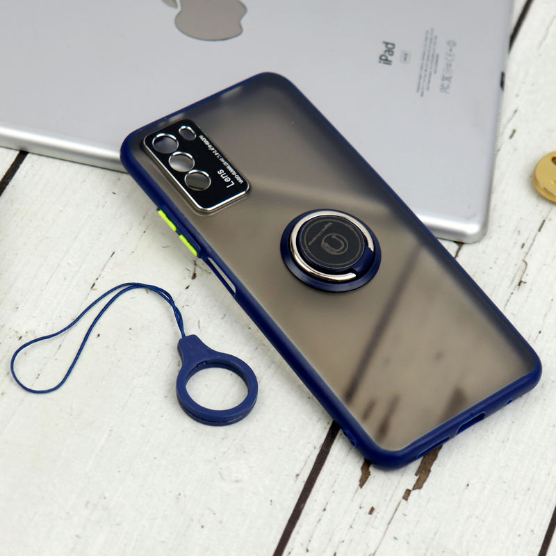 قاب مات محافظ لنزدار فلزی + هولدر و آویز حلقه ای Xiaomi Poco M3