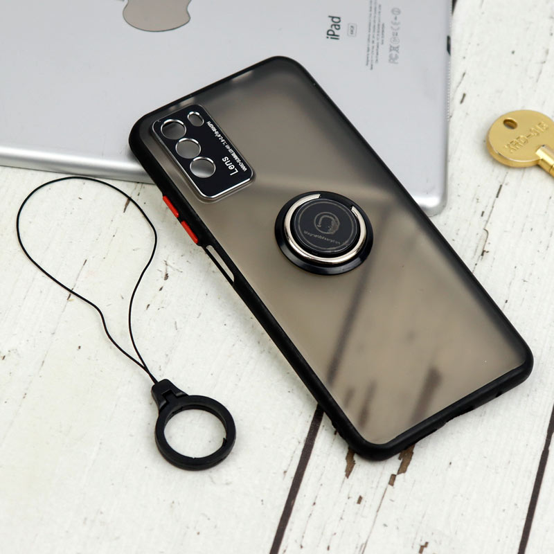 قاب مات محافظ لنزدار فلزی + هولدر و آویز حلقه ای Xiaomi Poco M3