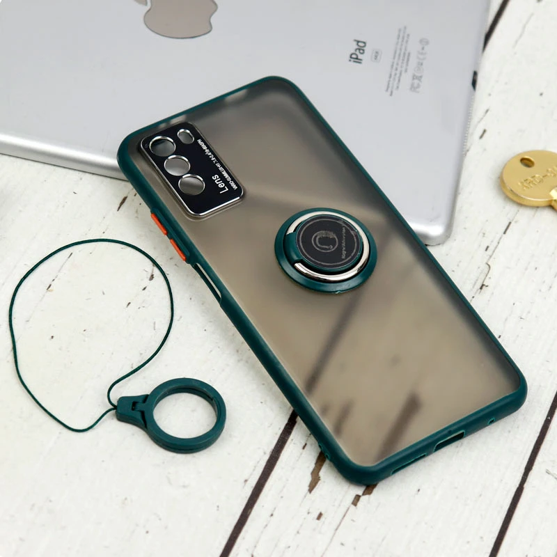 قاب مات محافظ لنزدار فلزی + هولدر و آویز حلقه ای Xiaomi Poco M3