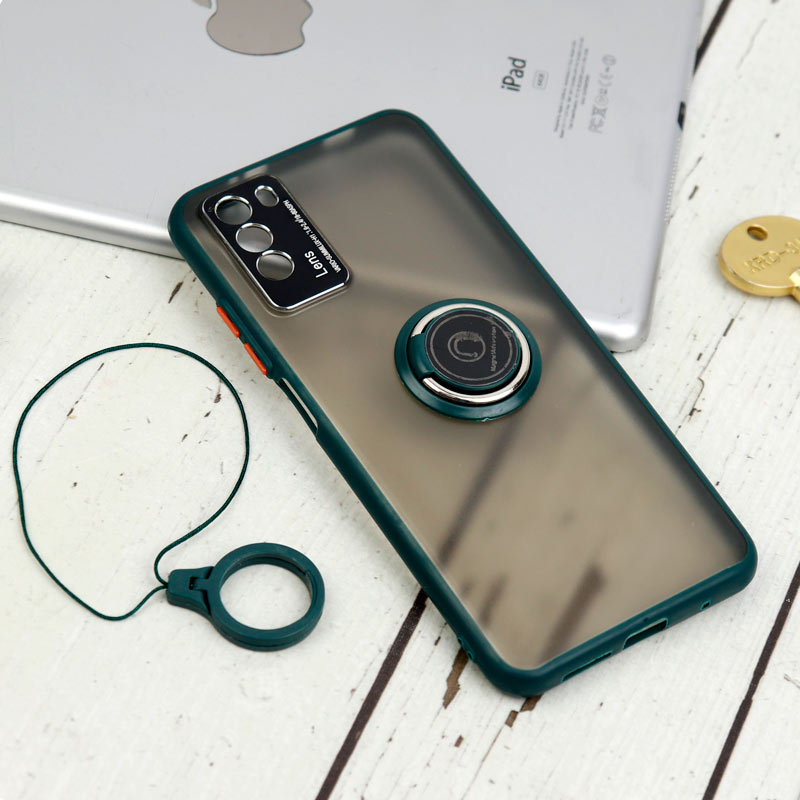قاب مات محافظ لنزدار فلزی + هولدر و آویز حلقه ای Xiaomi Poco M3
