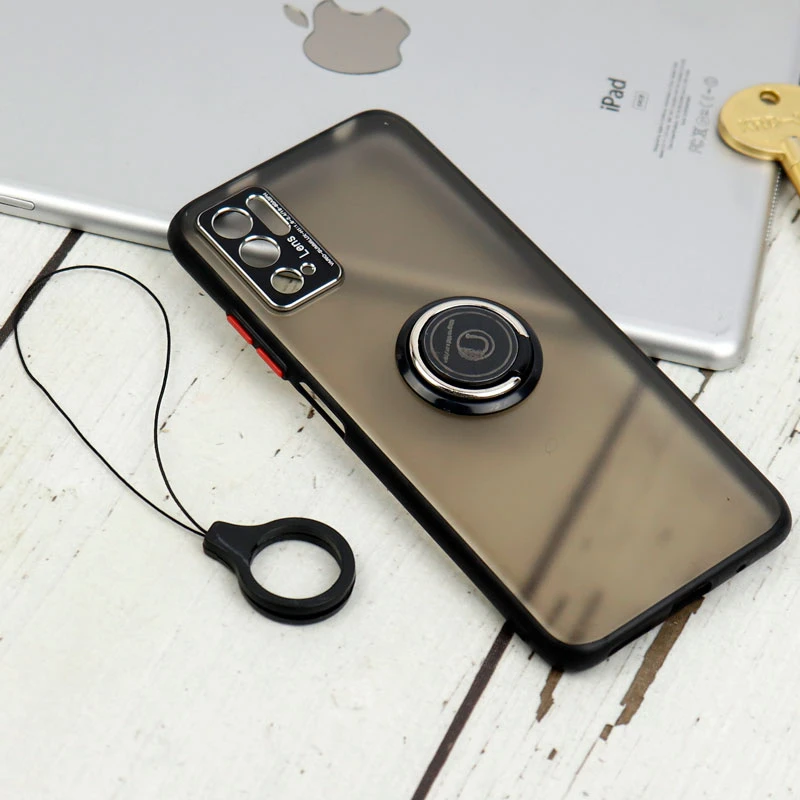 قاب مات محافظ لنزدار فلزی + هولدر و آویز حلقه ای Xiaomi Poco M3 Pro