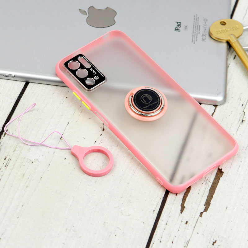قاب مات محافظ لنزدار فلزی + هولدر و آویز حلقه ای Xiaomi Poco M3 Pro