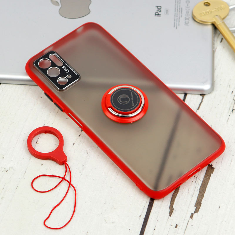 قاب مات محافظ لنزدار فلزی + هولدر و آویز حلقه ای Xiaomi Poco M3 Pro