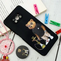 قاب سیلیکونی مشکی طرح Baron + پاپ سوکت Xiaomi Poco X3