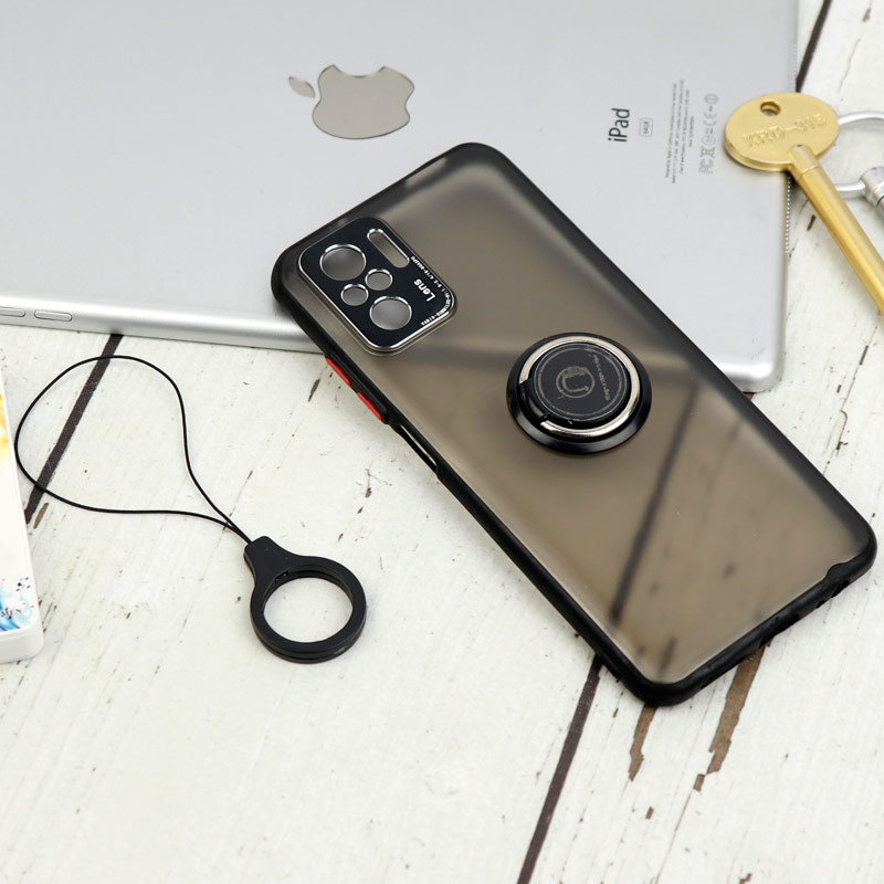 قاب مات محافظ لنزدار فلزی + هولدر و آویز حلقه ای Xiaomi Redmi Note 10