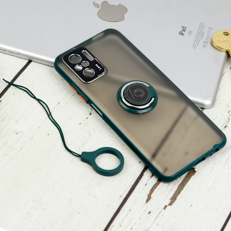قاب مات محافظ لنزدار فلزی + هولدر و آویز حلقه ای Xiaomi Redmi Note 10