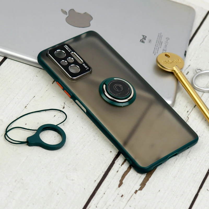قاب مات محافظ لنزدار فلزی + هولدر و آویز حلقه ای Xiaomi Redmi Note 10 Pro