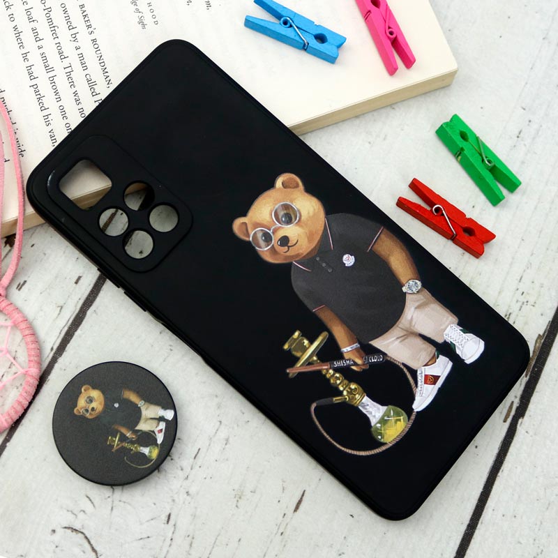 قاب سیلیکونی مشکی طرح Baron + پاپ سوکت Xiaomi Redmi 10