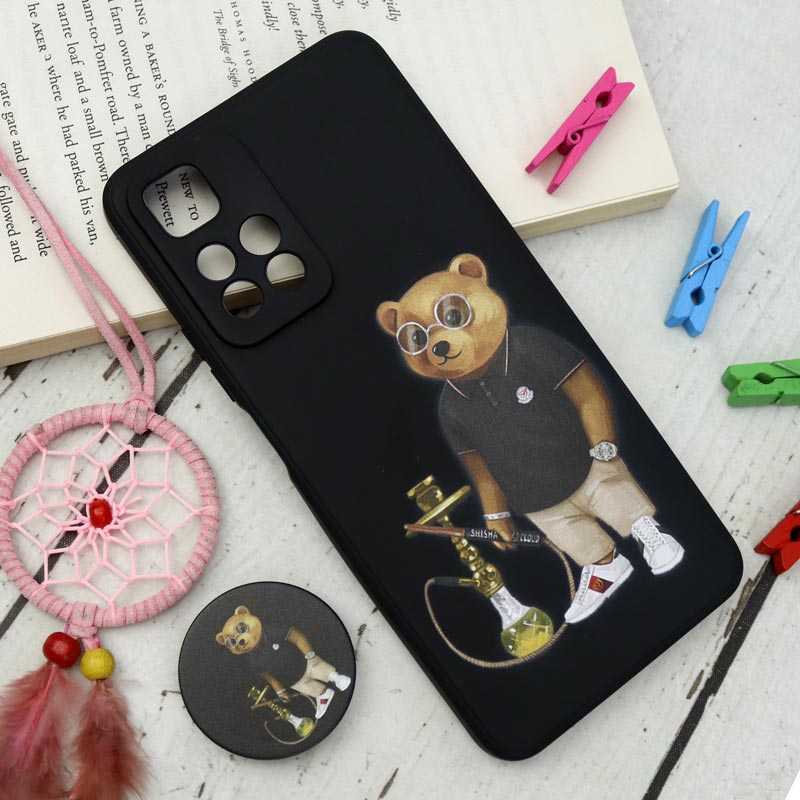 قاب سیلیکونی مشکی طرح Baron + پاپ سوکت Xiaomi Redmi Note 11 Pro Plus