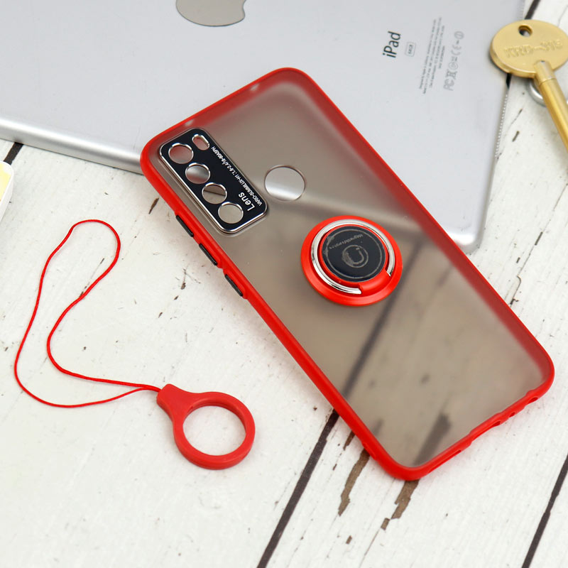 قاب مات محافظ لنزدار فلزی + هولدر و آویز حلقه ای Xiaomi Redmi Note 8