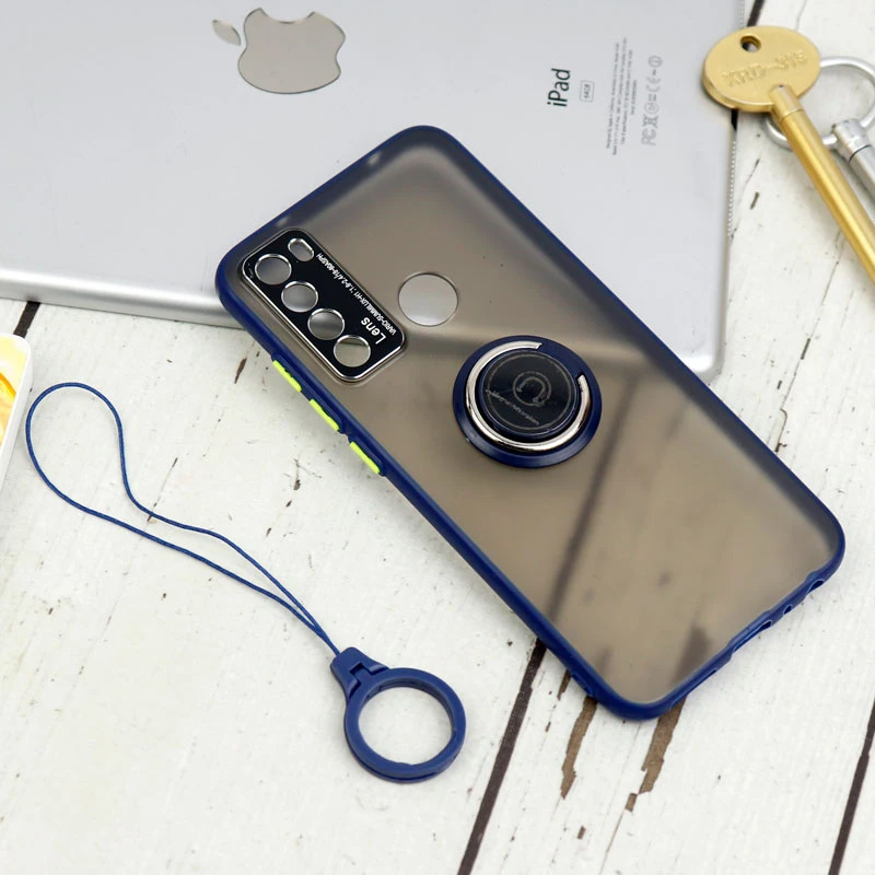 قاب مات محافظ لنزدار فلزی + هولدر و آویز حلقه ای Xiaomi Redmi Note 8