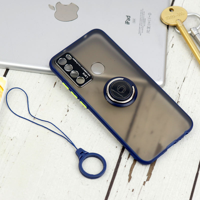 قاب مات محافظ لنزدار فلزی + هولدر و آویز حلقه ای Xiaomi Redmi Note 8