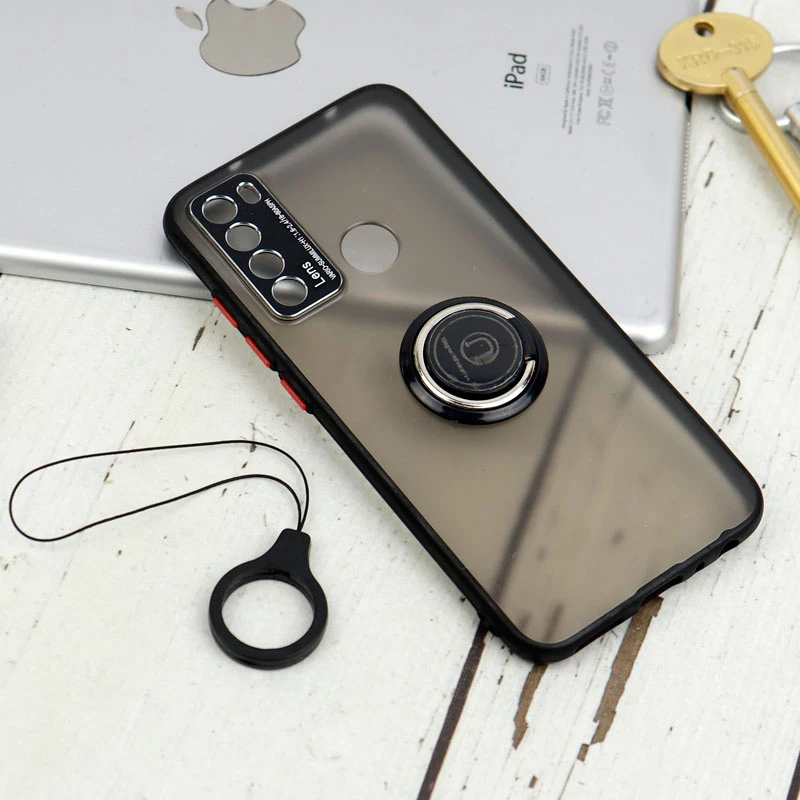 قاب مات محافظ لنزدار فلزی + هولدر و آویز حلقه ای Xiaomi Redmi Note 8