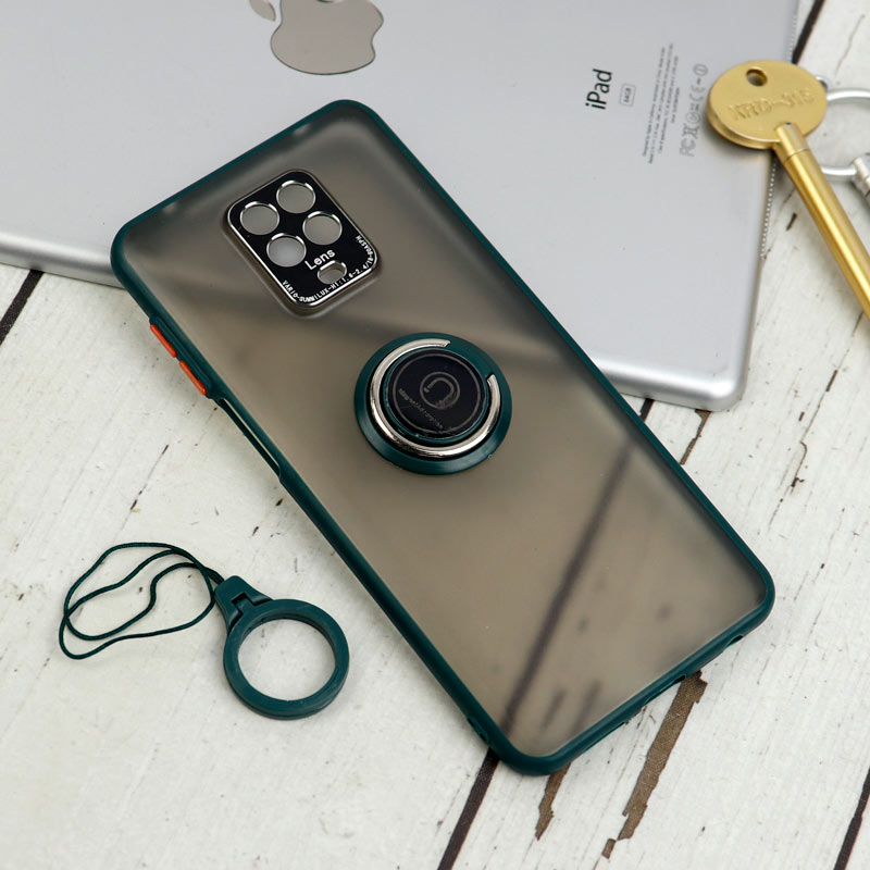 قاب مات محافظ لنزدار فلزی + هولدر و آویز حلقه ای Xiaomi Redmi Note 9s