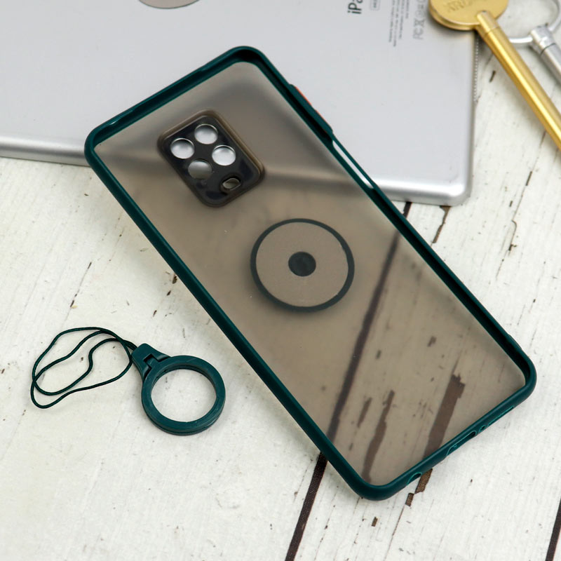 قاب مات محافظ لنزدار فلزی + هولدر و آویز حلقه ای Xiaomi Redmi Note 9s