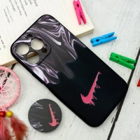 قاب سیلیکونی مشکی طرح Nike + پاپ سوکت iPhone 13 Pro