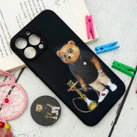 قاب سیلیکونی مشکی طرح Baron + پاپ سوکت iPhone 13 Pro Max