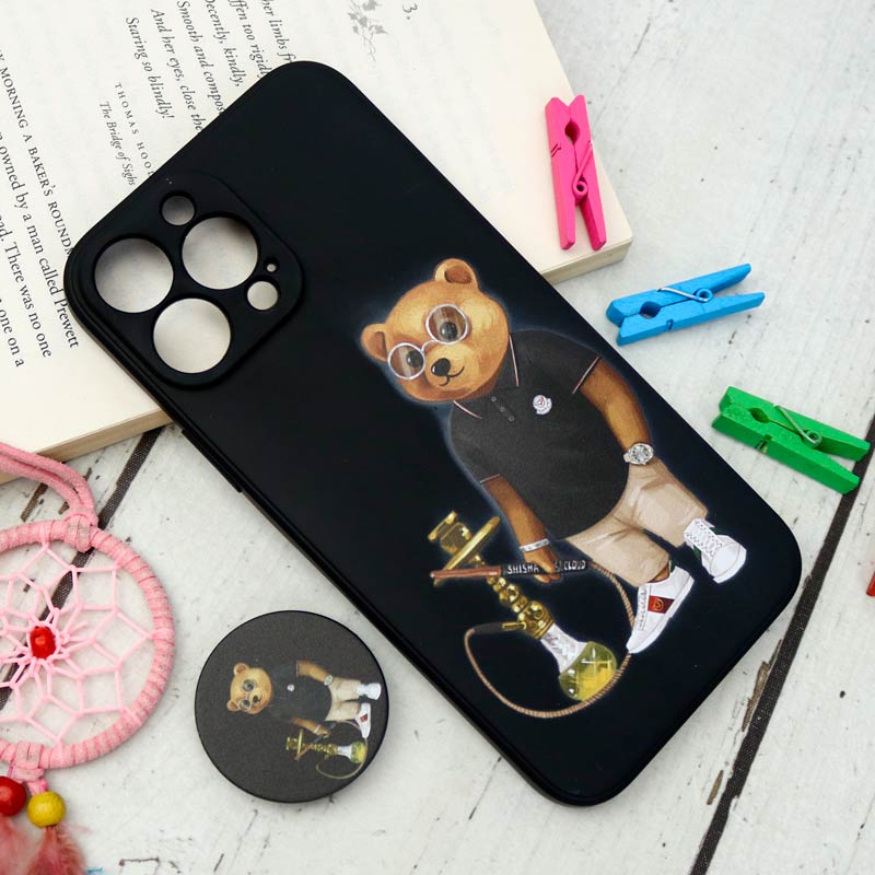 قاب سیلیکونی مشکی طرح Baron + پاپ سوکت iPhone 13 Pro Max
