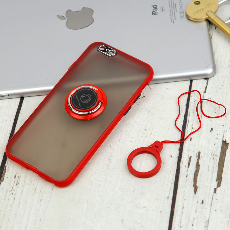 قاب مات محافظ لنزدار فلزی + هولدر و آویز حلقه ای آیفون iPhone 6 / 6s