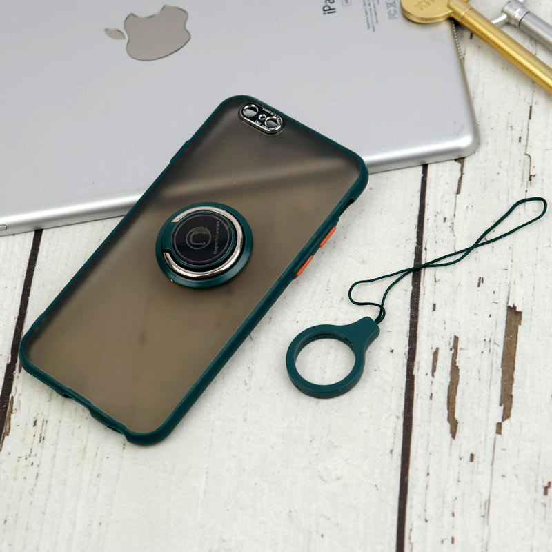 قاب مات محافظ لنزدار فلزی + هولدر و آویز حلقه ای آیفون iPhone 6 / 6s