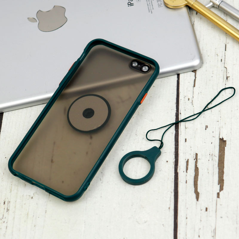 قاب مات محافظ لنزدار فلزی + هولدر و آویز حلقه ای آیفون iPhone 6 / 6s