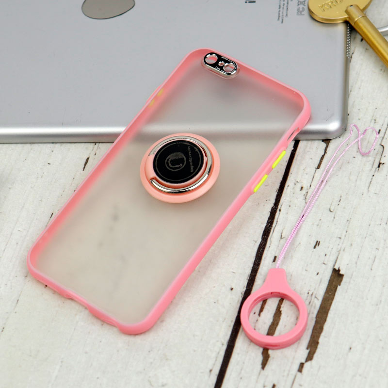 قاب مات محافظ لنزدار فلزی + هولدر و آویز حلقه ای آیفون iPhone 6 / 6s