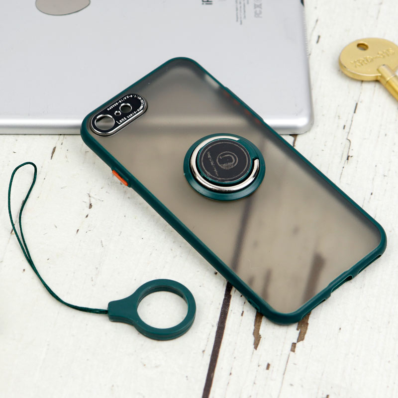 قاب مات محافظ لنزدار فلزی + هولدر و آویز حلقه ای آیفون iPhone 7/8/SE 2020