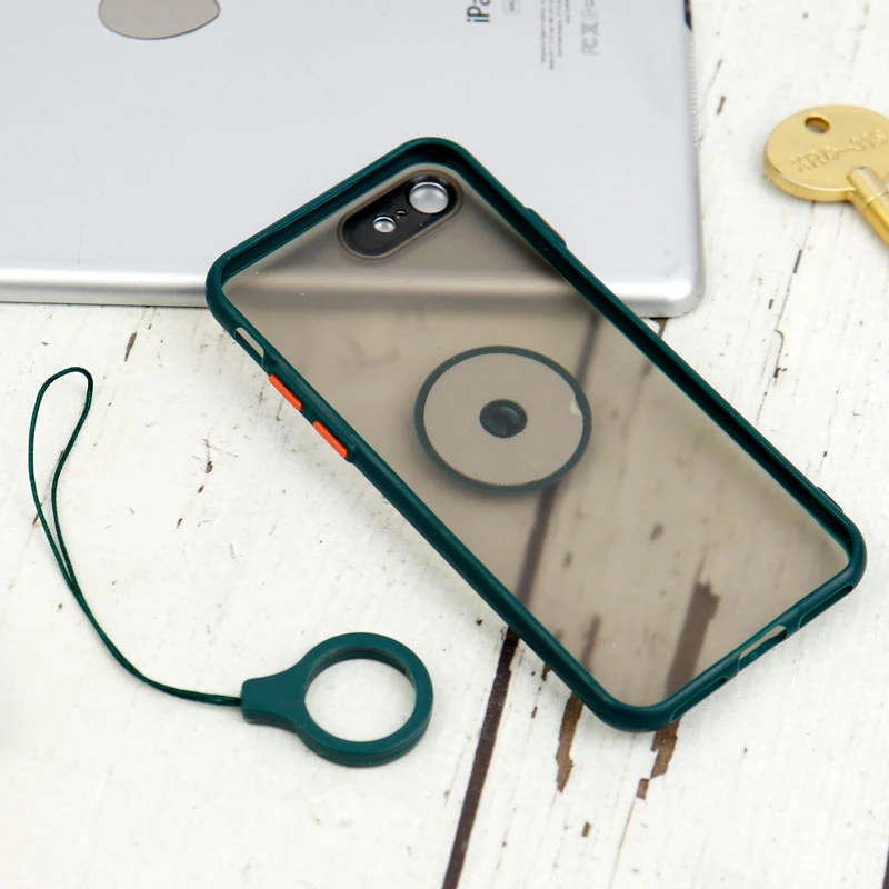 قاب مات محافظ لنزدار فلزی + هولدر و آویز حلقه ای آیفون iPhone 7/8/SE 2020