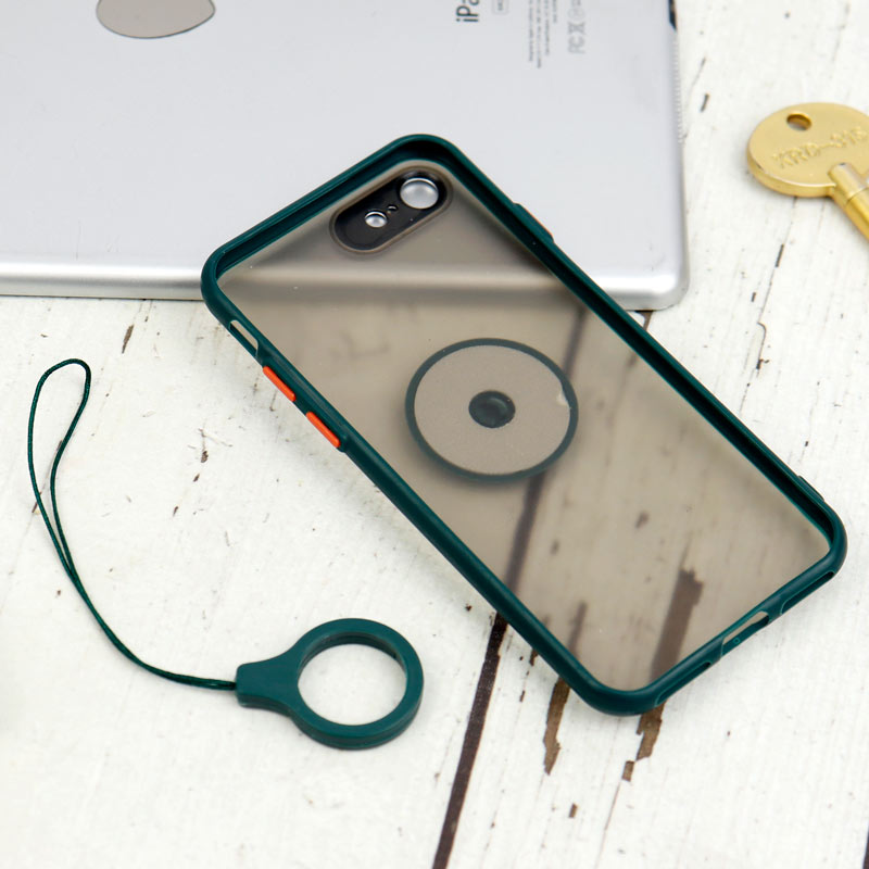 قاب مات محافظ لنزدار فلزی + هولدر و آویز حلقه ای آیفون iPhone 7/8/SE 2020