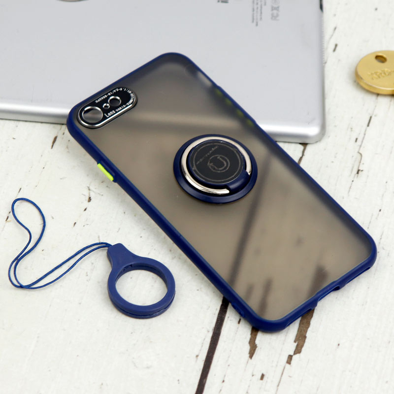 قاب مات محافظ لنزدار فلزی + هولدر و آویز حلقه ای آیفون iPhone 7/8/SE 2020
