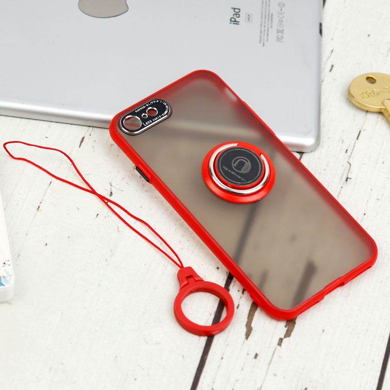 قاب مات محافظ لنزدار فلزی + هولدر و آویز حلقه ای آیفون iPhone 7/8/SE 2020