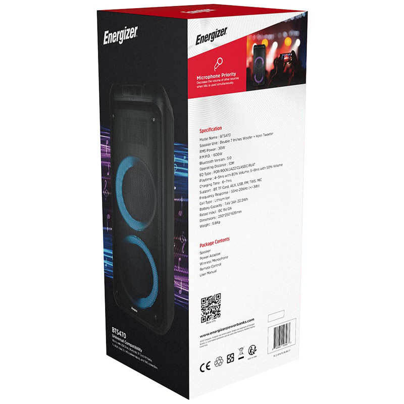 اسپیکر چمدانی بلوتوثی رم و فلش خور Energizer BTS470